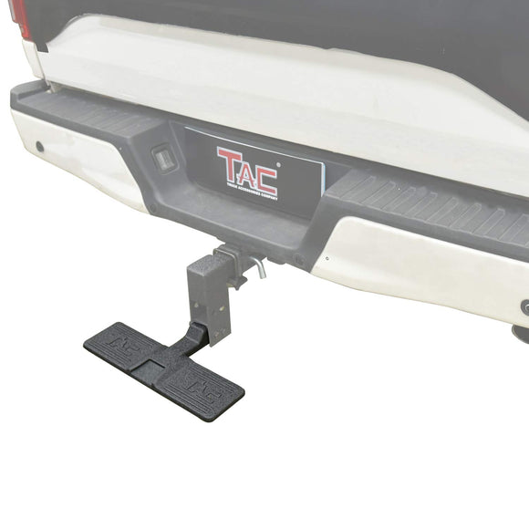 TAC Hitch Step Fits 2" Hitch Receiver 5" Width SUV Pickup Truck Van Bumper Protector Universal Heavy Duty Steel Black Lock Pin and Stainless Steel Hitch Tightener Included
