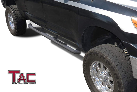 TAC 3" Texture Black Side Steps Compatible with 2007-2021 Toyota Tundra Double Cab| Running Boards| Side Bars| Step Rails| Nerf Bars| Rocker Slider| Pickup Truck Accessories (2 PCS)