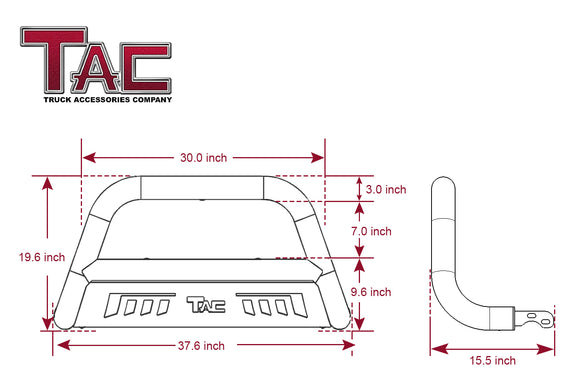 TAC Bull Bar Compatible with 2022-2025 Nissan Frontier Pickup Truck 3" Black Front Bumper Grille Guard Brush Guard Off Road Accessories