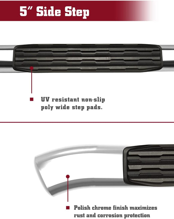 TAC Side Steps Running Boards Compatible With 2019-2025 Dodge Ram 1500 Crew Cab (Excl. 2019-2024 Ram 1500 Classic) Truck Pickup 5" Oval Bend Stainless Steel Side Bars Step Rails Nerf Bars 2 pcs