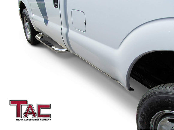 TAC 3" Stainless Steel Side Steps Compatible with 1999-2016 Ford F250/F350/F450/F550 Super Duty Regular Cab| Running Boards| Side Bars| Step Rails| Nerf Bars| Rocker Slider| Pickup Truck Accessories (2 PCS)