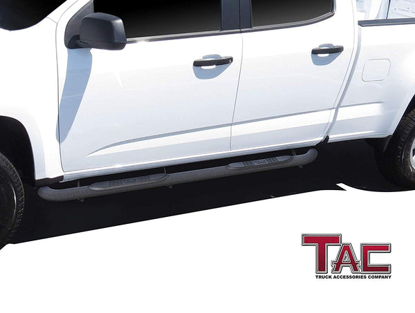 TAC Heavy Texture Black 3" Side Steps For 2015-2024 Chevy Colorado/GMC Canyon Crew Cab Truck | Running Boards | Nerf Bars | Side Bars