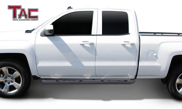 TAC 3" Texture Black Side Steps Compatible with 1999-2018 Chevy Silverado/GMC Sierra 1500 Extended/Double Cab|1999-2019 2500/3500 Extended/Double Cab (Excl. C/K Classic) |2019 Silverado 1500 LD|2019 Sierra 1500 Limite | Truck Accessories (2 PCS)