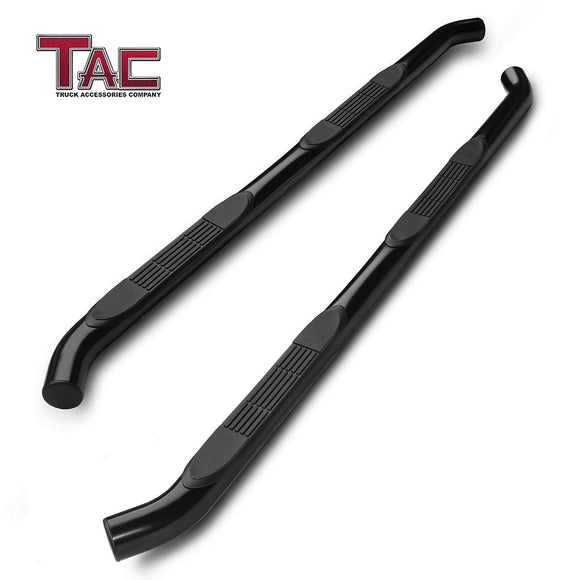 TAC 3" Gloss Black Side Steps Compatible with 2007-2018 Jeep Wrangler JK 4 Door (Exclude 2018 Wrangler JL Models) | Running Boards| Side Bars| Step Rails| Nerf Bars| Rocker Slider| SUV Accessories (2 PCS)