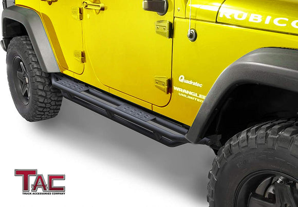 TAC Heavy Texture Black Armor Steps for 2007-2018 Jeep Wrangler JK 4 Door (Exclude 2018 Wrangler JL) | Running Boards | Nerf Bars | Side Bars