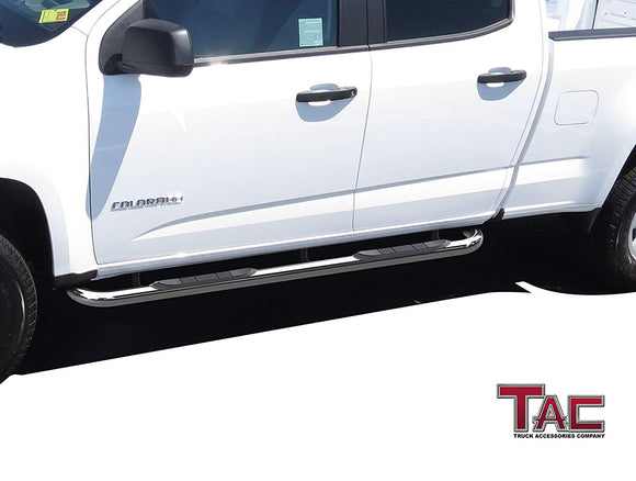 TAC 3" Stainless Steel Side Steps Compatible with 2015-2025 Chevy Colorado/ GMC Canyon Crew Cab| Running Boards| Side Bars| Step Rails| Nerf Bars| Rocker Slider| Pickup Truck Accessories (2 PCS)