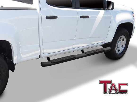 TAC Heavy Texture Black PNC Side Steps For 2015-2025 Chevy Colorado/GMC Canyon Crew Cab Truck | Running Boards | Nerf Bars | Side Bars