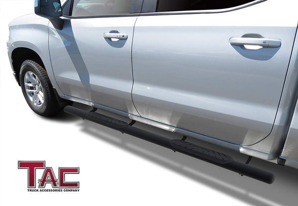 TAC Fine Texture Black 4" Side Steps for 2019-2024 Chevy Silverado/GMC Sierra 1500 | 2020-2024 Chevy Silverado/GMC Sierra 2500/3500 Crew Cab Truck | Running Boards | Nerf Bar | Side Bar
