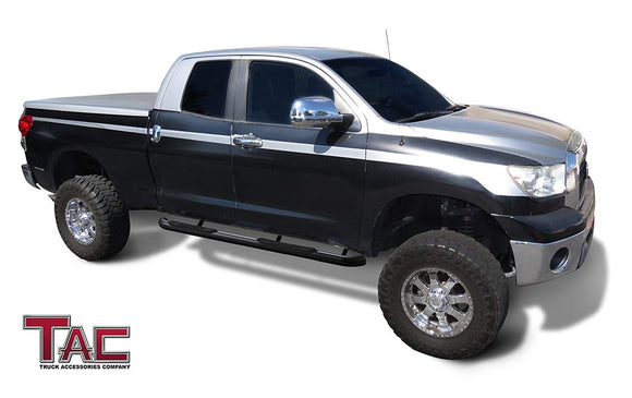 TAC 3" Gloss Black Side Steps Compatible with 2007-2021 Toyota Tundra Double Cab| Running Boards| Side Bars| Step Rails| Nerf Bars| Rocker Slider| Pickup Truck Accessories (2 PCS)