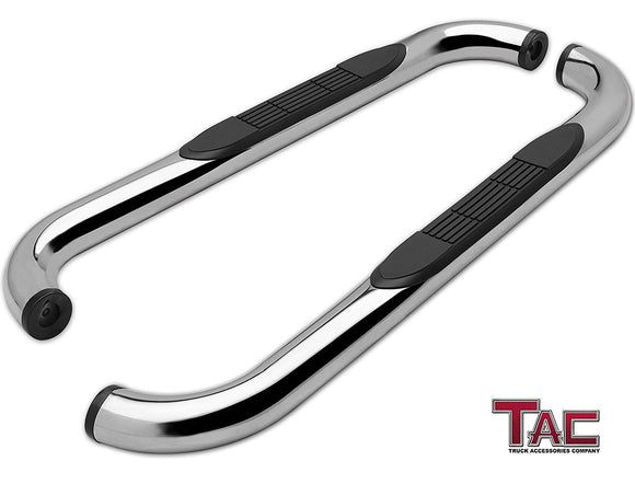 TAC 3" Stainless Steel Side Steps Compatible with 1999-2018 Chevy Silverado/GMC Sierra 1500 Regular Cab|1999-2019 Silverado/Sierra 2500/3500 Regular Cab (Excl. C/K Classic) | Running Boards| Side Bars| Step Rails| Nerf Bars| Accessories (2 PCS)