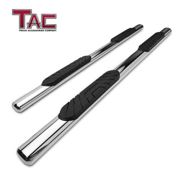 TAC Stainless Steel 4" Side Steps for 2019-2024 Chevy Silverado/GMC Sierra 1500 | 2020-2024 Chevy Silverado/GMC Sierra 2500/3500 Double Cab Truck | Running Boards | Nerf Bars | Side Bars