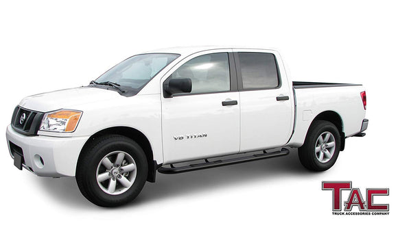 TAC 3" Gloss Black Side Steps Compatible with 2004-2024 Nissan Titan Crew Cab | 2016-2024 Nissan Titan XD Crew Cab| Running Boards| Side Bars| Step Rails| Nerf Bars| Rocker Slider| Pickup Truck Accessories (2 PCS)
