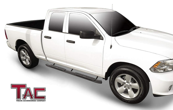 TAC Heavy Texture Black PNC Side Steps For 2009-2018 Dodge Ram 1500 Quad Cab (Incl. 2019-2024 Ram 1500 Classic) Truck | Running Boards | Nerf Bars | Side Bars