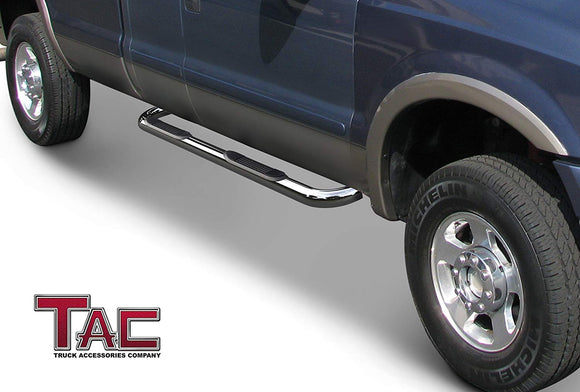 TAC 3" Stainless Steel Side Steps Compatible with 1999-2016 Ford F250/F350/F450/F550 Super Duty Super Cab| Running Boards| Side Bars| Step Rails| Nerf Bars| Rocker Slider| Pickup Truck Accessories (2 PCS)