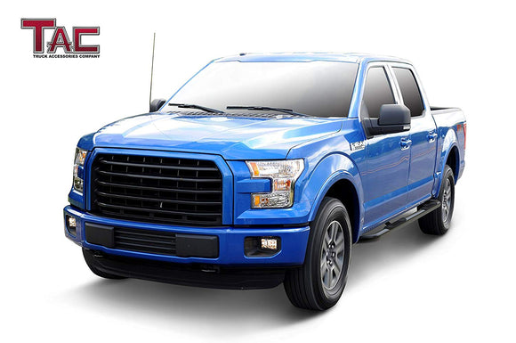 TAC 3" Gloss Black Side Steps Compatible with 2015-2025 Ford F150 SuperCrew Cab| 2022-2025 F150 Lightning EV| 2017-2025 Ford F250/F350/F450/F550 Super Duty Crew Cab| Running Boards| Side Bars| Step Rails| Nerf Bars| Pickup Truck Accessories (2 PCS)