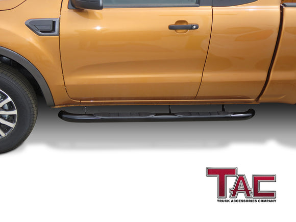 TAC 3" Gloss Black Side Steps Compatible with 2019-2023 Ford Ranger Super Cab| Running Boards| Side Bars| Step Rails| Nerf Bars| Rocker Slider| Pickup Truck Accessories (2 PCS)