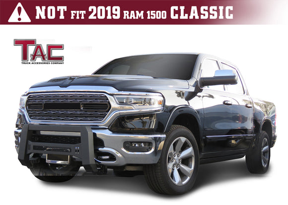 TAC Predator Modular Bull Bar Mesh Version For 2019-2024 Dodge RAM 1500 (Excl. Rebel Trim, 2019-2024 RAM 1500 Classic and 2020-2022 Ram 1500 Diesel Models) Truck Front Bumper Brush Grille Guard Nudge Bar