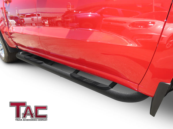 TAC Heavy Texture Black 3"  Side Steps For 2019-2024 Chevy Silverado/GMC Sierra 1500 | 2020-2024 Chevy Silverado/GMC Sierra 2500/3500 Crew Cab Truck | Side Bars | Nerf Bars