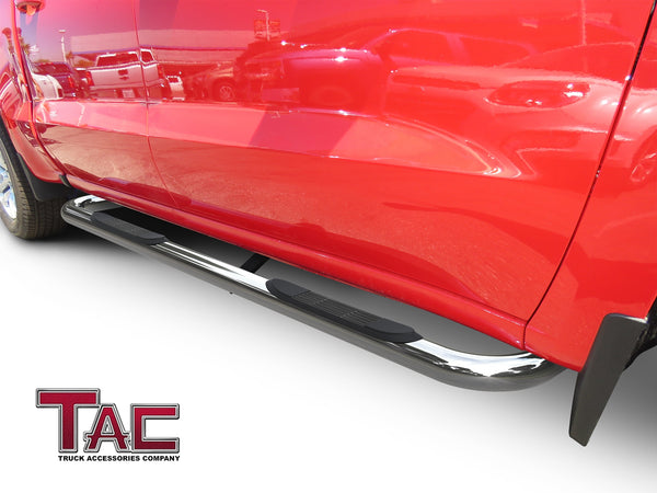 TAC Stainless Steel 3" Side Steps For 2019-2024 Chevy Silverado/GMC Sierra 1500 Crew Cab | 2020-2024 Chevy Silverado/GMC Sierra 2500/3500 Crew Cab Truck Pickup | Running Boards | Side Bars | Nerf Bars