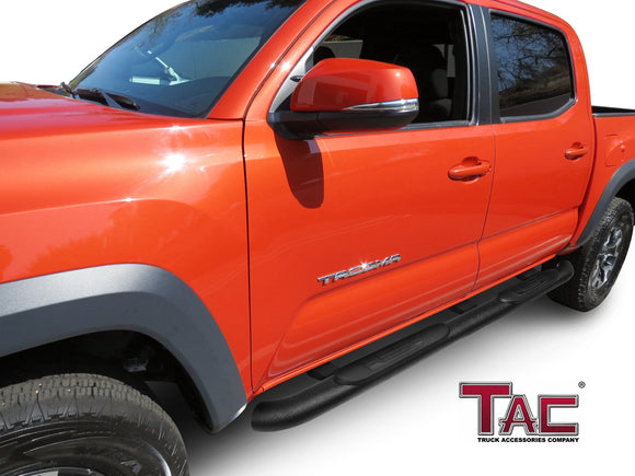 TAC 4" Side Steps for 2005-2023 Toyota Tacoma Double Cab Truck | Running Boards | Nerf Bars | Side Bars| Heavy Texture Black