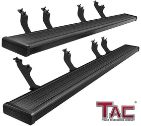 TAC Spear Running Boards Compatible with 2022-2025 Toyota Tundra Double Cab 6" Side Step Rail Nerf Bar Truck Accessories Aluminum Texture Black Width Body and Soft top Lightweight 2Pcs