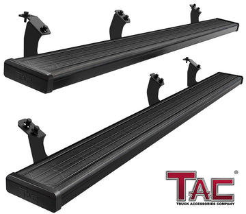 TAC Spear Running Boards Compatible with 2007-2021 Toyota Tundra Double Cab 6" Side Step Rail Nerf Bar Truck Accessories Aluminum Texture Black Width Body and Soft top Lightweight 2Pcs