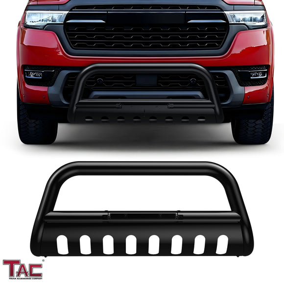 TAC Bull Bar Compatible with 2025-2026 Dodge Ram 1500 Pickup Truck 3 inches Black Front Brush Bumper Guard Grille Guard Push Guard Off Road Automotive Accessories