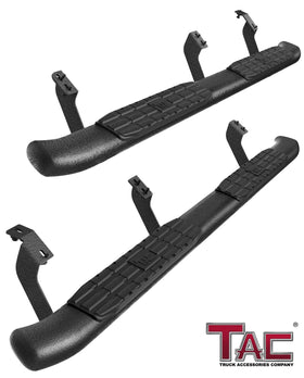 TAC Heavy Texture Black PNC Side Steps For 2007-2021 Toyota Tundra Double Cab Truck | Running Boards | Nerf Bars | Side Bars