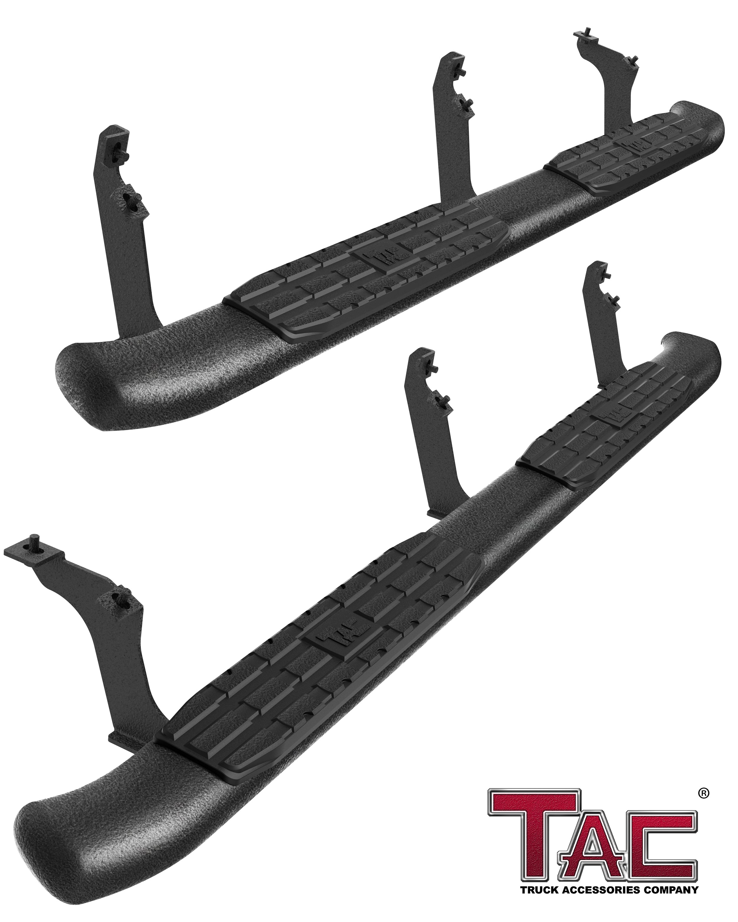 TAC Heavy Texture Black PNC Side Steps For 2019-2025 Ford Ranger SuperCrew Truck Pickup | Running Boards | Nerf Bars | Side Bars