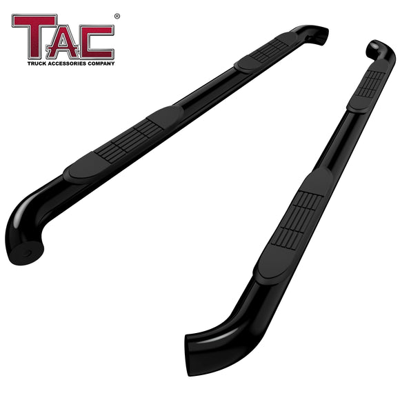 TAC 3" Gloss Black Side Steps Compatible with 2007-2021 Toyota Tundra Double Cab| Running Boards| Side Bars| Step Rails| Nerf Bars| Rocker Slider| Pickup Truck Accessories (2 PCS)