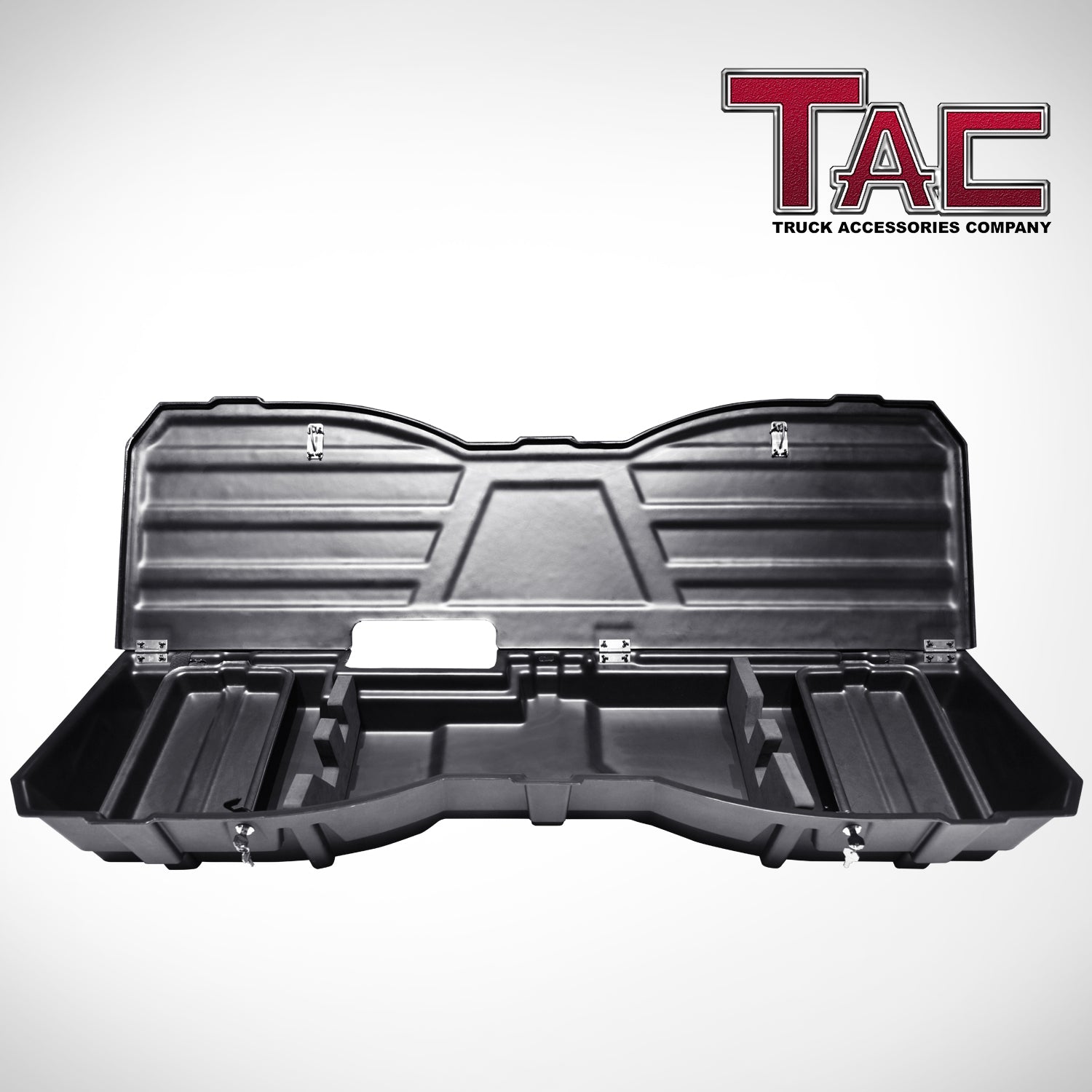 TAC Under Seat Storage Box Fit 2007-2018 Chevy Silverado/GMC Sierra 1500 | 2007-2019 Chevy Silverado/GMC Sierra 2500/3500 Crew Cab Pickup Truck Interior Rear Gun Case Lockable Cargo Box Black