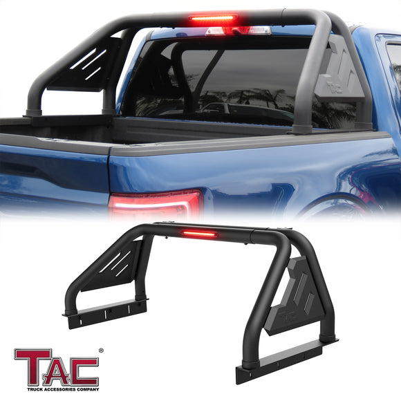 Fits 2007-2026 Tundra Full Size Pickup Truck Roll Bar| Sport Bar| With Brake Light| Carbon Steel Black(Include Mount Plate of LED Light)