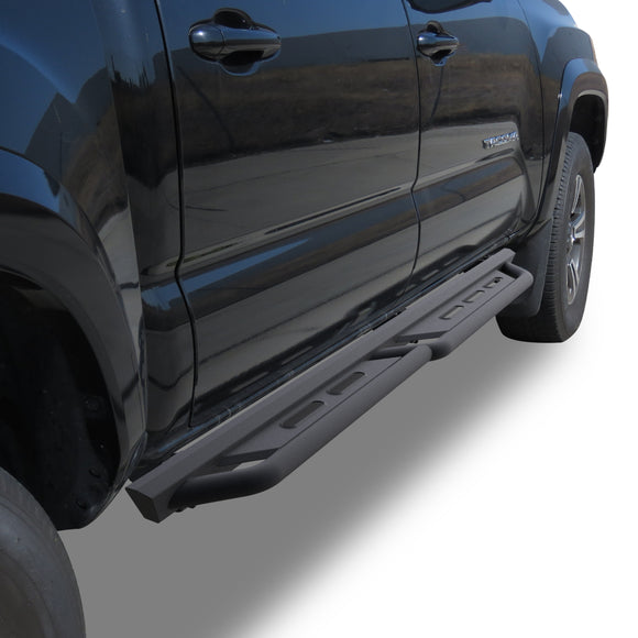 TAC Rocker Running Boards Compatible With 2005-2023 Toyota Tacoma Double Cab| Side Steps| Nerf Bars| Step Bars| Step Rails| Rock Sliders| Carbon Steel| Pickup Truck Accessories| Fine Texture Black (2 PCS)