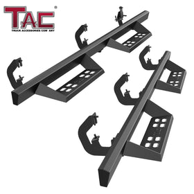 TAC Sniper Running Boards Fit 2007-2018 Chevy Silverado/GMC Sierra 1500 | 2007-2019 2500/3500 Extended/Double Cab (Incl. 2019 Silverado 1500 LD/Sierra 1500 Limited) Truck Pickup 4" Black Side Steps Nerf Bars 2pcs