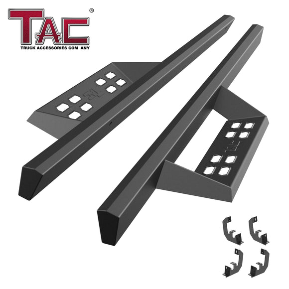 TAC Sniper Running Boards Fit 2019-2025 Chevy Silverado/GMC Sierra 1500 | 2020-2025 2500/3500 Regular Cab Truck Pickup 4" Fine Texture Black Side Steps Nerf Bars 2pcs