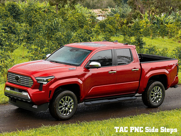 TAC Side Steps for 2024-2025 Tacoma Double Cab (Incl. Hybrid model) Pickup Truck 4" Oval Bend Texture Black Nerf Bars Running Boards (Texture Powder Coating Brackets)