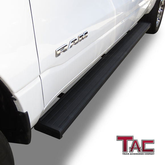 TAC Spear Running Boards Compatible with 2019-2026 Ram 1500 Crew Cab(Exclude 2019-2024 Ram 1500 Classic) Pickup 6" Side Step Rail Nerf Bar Truck Accessories Aluminum Texture Black Width Body Lightweight 2pcs