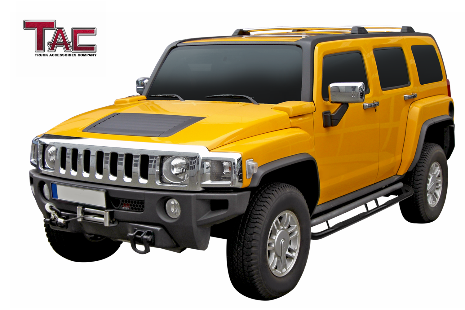 TAC 3" Gloss Black Side Steps Compatible with 2003-2010 Hummer H2/SUT| Running Boards| Side Bars| Step Rails| Nerf Bars| Rocker Slider| Pickup Truck Accessories (2 PCS) - 0