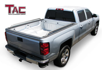 TAC Bed Rails fit 2014-2026 Chevy Silverado/GMC Sierra 1500 6.5ft Standard Bed(Excl. Denali CarbonPro Editions)|2015-2019 Chevy Silverado/GMC Sierra 2500/3500 6.5' Standard Bed Stainless Steel Truck Accessories (2 pcs) - 0