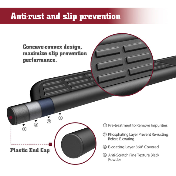 TAC Summit Running Boards Compatible with 2024-2025 Toyota Tacoma Double Cab| Side Steps| Nerf Bars| Step Rails| Pickup Truck Off-Road Exterior Accessories| Fine Texture Black (2pcs)