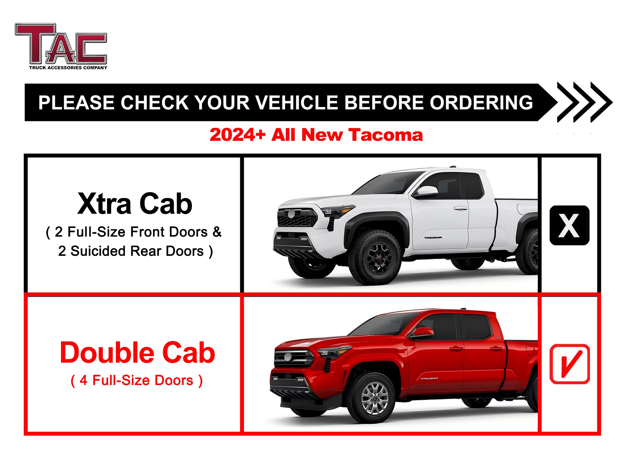 Fits 2024-2025 Tacoma Double Cab (Incl. Hybrid model)| Running Boards| Side Steps| Nerf Bars| 4" Drop| Tubular Style| Fine Texture Black - 0