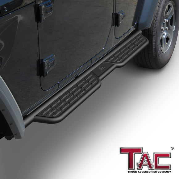 TAC Summit Running Boards Compatible with 2018-2026 Jeep Wrangler JL 4 Door|2021-2024 Wrangler JL 4xe| Side Steps| Nerf Bars| Step Rails| Pickup Truck Off-Road Exterior Accessories| Black (2pcs)
