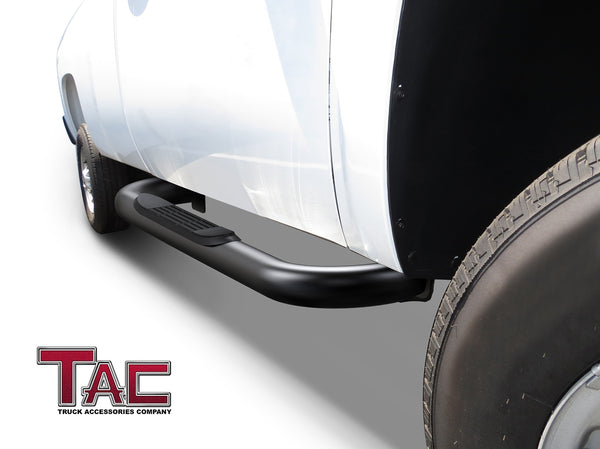 TAC Side Steps Fit 2002-2008 Dodge Ram 1500 Regular Cab / 2003-2009 Dodge Ram 2500/3500 Regular Cab 3" Black Side Bars Nerf Bars Step Rails Running Boards Off Road Exterior Accessories (2 Pieces)