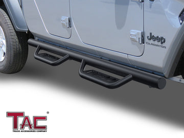 Fits 2020-2026 Jeep Gladiator JT| Running Boards| Side Steps| Nerf Bars| 4" Drop| Tubular Style| Fine Texture Black - 0