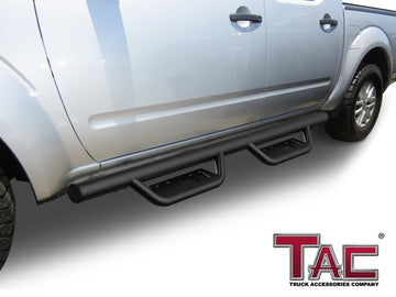 Fits 2005-2026 Nissan Frontier Crew Cab| Running Boards| Side Steps| Nerf Bars| 4" Drop| Tubular Style| Fine Texture Black - 0