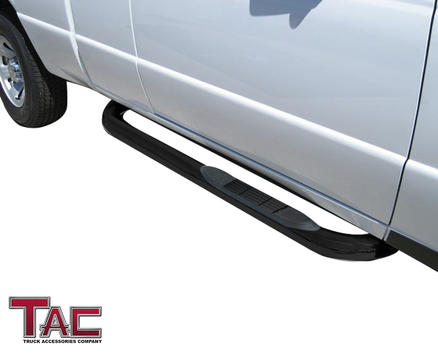TAC 3" Gloss Black Side Steps Compatible with 1998-2011 Ford Ranger/Ranger Edge Super Cab 2DR / Mazda B Series Super Cab 2DR| Running Boards| Side Bars| Step Rails| Nerf Bars| Rocker Slider| Pickup Truck Accessories (2 PCS)