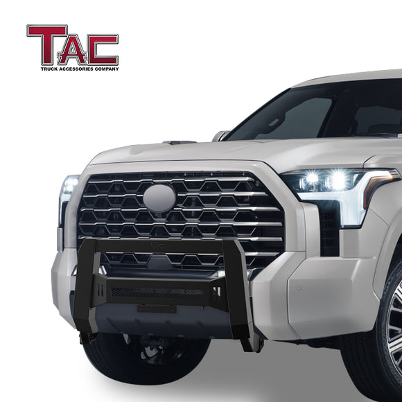 TAC Modular Bull Bar Compatible With 2022-2025 Toyota Tundra Pickup Truck Front Brush Bumper Grille Guard Fine Textured Black (Predator Mesh Version)