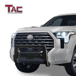 TAC Modular Bull Bar Compatible With 2022-2024 Toyota Tundra Pickup Truck Front Brush Bumper Grille Guard Fine Textured Black (Predator Mesh Version)