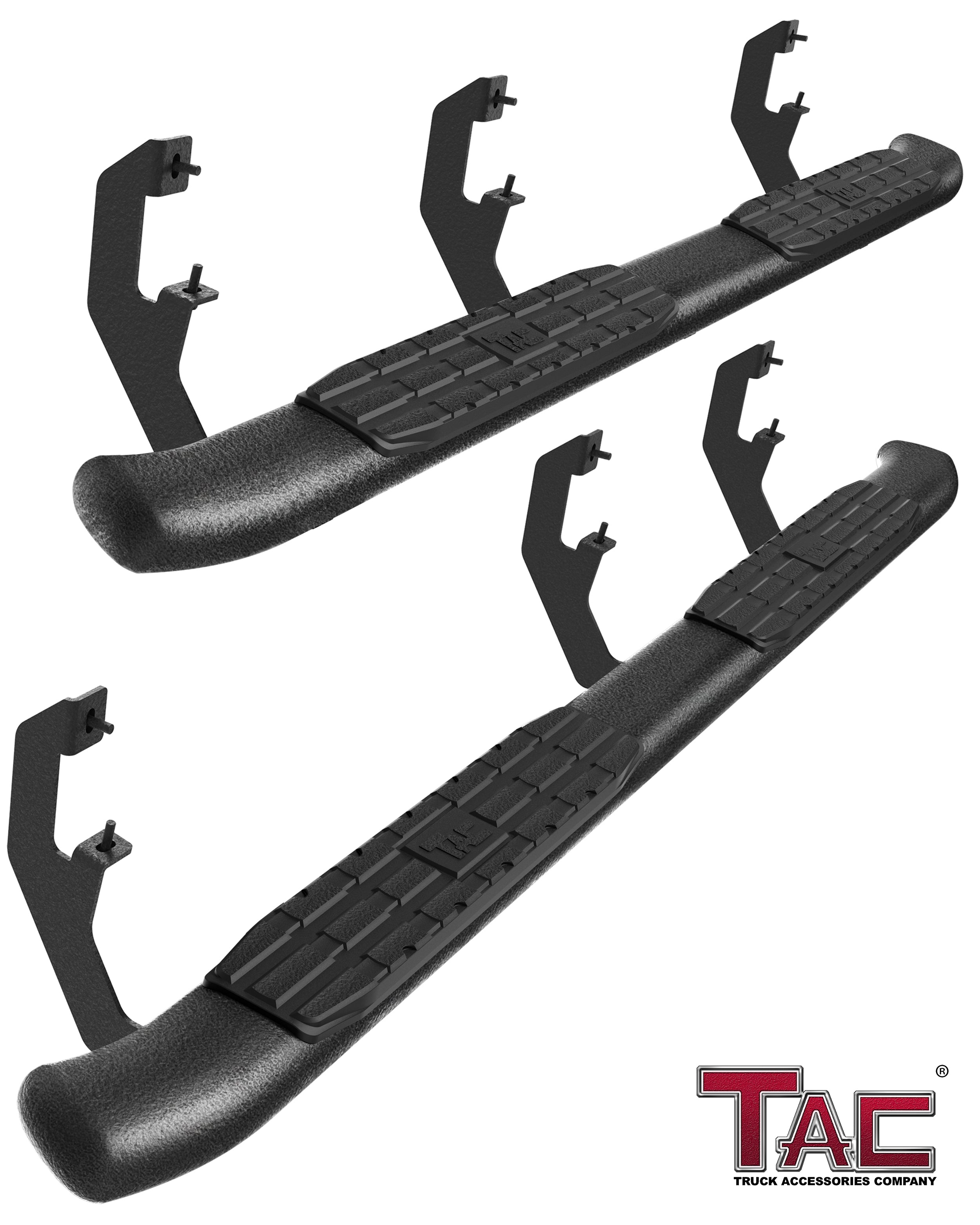 TAC Heavy Texture Black PNC Side Steps For 2019-2025 Chevy Silverado/GMC Sierra 1500 | 2020-2025 Chevy Silverado/GMC Sierra 2500/3500 Double Cab | Running Boards | Nerf Bars | Side Bars