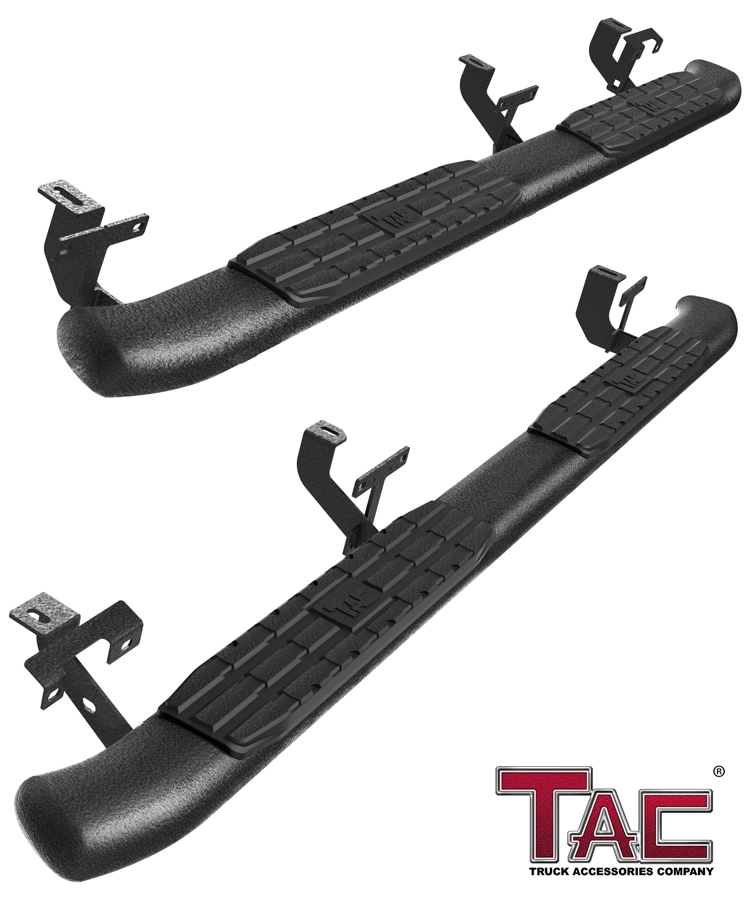 TAC Heavy Texture Black PNC Side Steps For 2020-2025 Jeep Gladiator JT 4 Door Truck | Running Boards | Nerf Bar | Side Bar